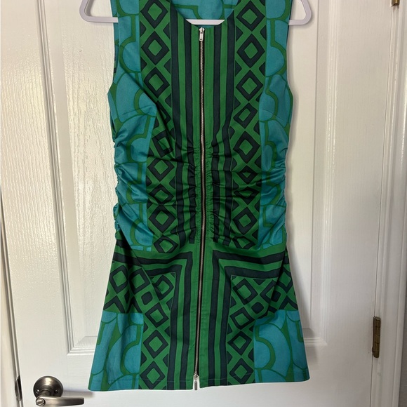 Mango Green and Blue Geometric Mini Dress - Picture 4 of 7